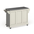 Carrello e isola da cucina con ripiano in acciaio inossidabile finitura bianca - 18p x 51,5l x 36a