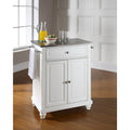 Crosley Cambridge Stainless Steel Top Portable Kitchen Island in White Finish - 18d x 31w x 35h