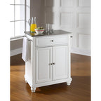 Crosley Cambridge Stainless Steel Top Portable Kitchen Island in White Finish - 18d x 31w x 35h