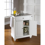 Isola da cucina portatile con ripiano in acciaio inossidabile, finitura bianca - 45,7 P x 78,7 L x 88,9 H cm