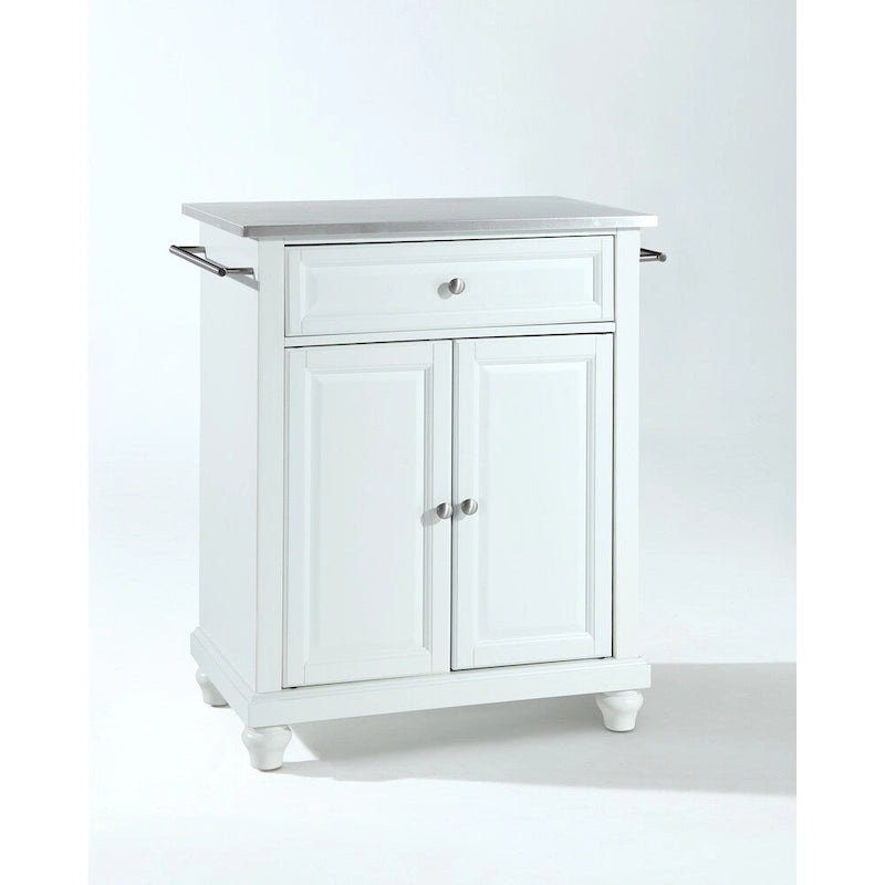 Isola da cucina portatile con ripiano in acciaio inossidabile, finitura bianca - 45,7 P x 78,7 L x 88,9 H cm