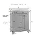 Isola da cucina portatile con ripiano in acciaio inossidabile, finitura bianca - 45,7 P x 78,7 L x 88,9 H cm