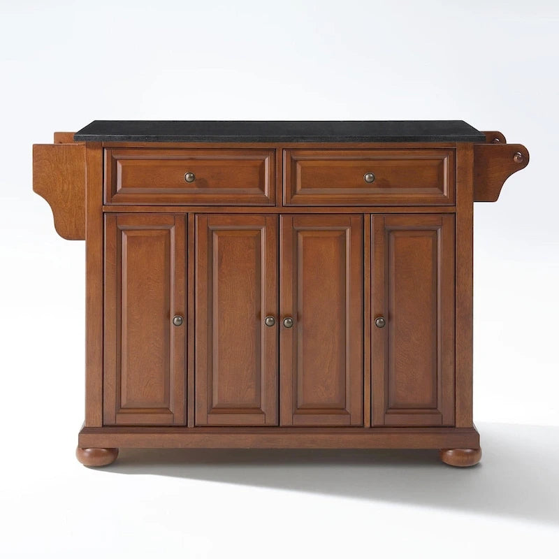 Isola Cucina con Piano in Granito Nero Solido e Finitura Ciliegio Classico - 18p x 51.5l x 34h