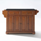Isola Cucina con Piano in Granito Nero Solido e Finitura Ciliegio Classico - 18p x 51.5l x 34h