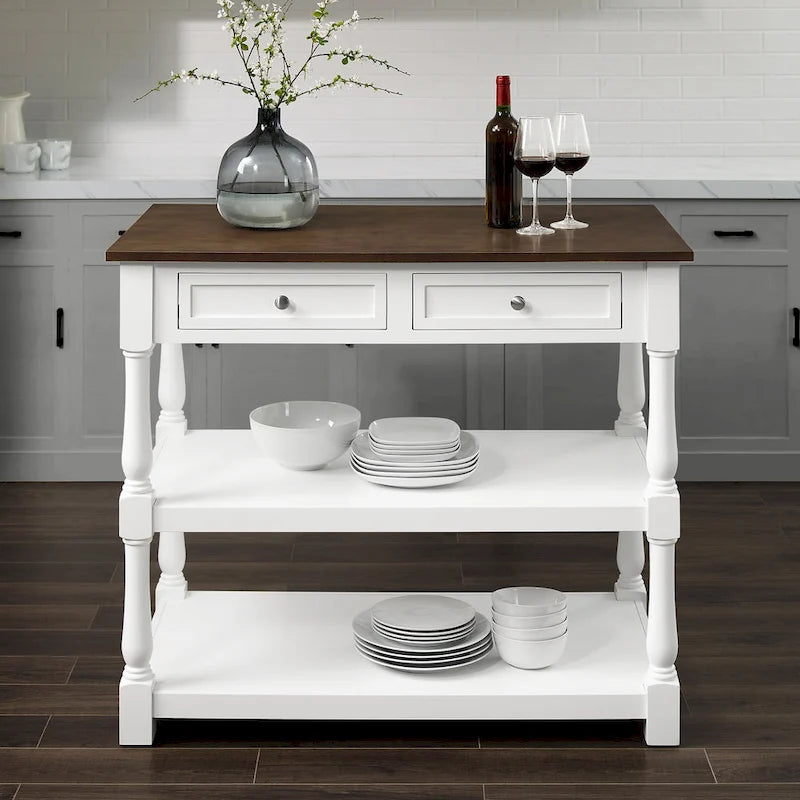Isola da cucina con ripiano in legno - 23,63p x 42l x 36,25a