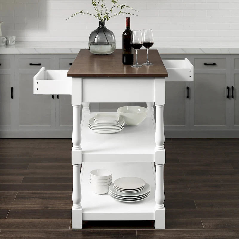 Isola da cucina con ripiano in legno - 23,63p x 42l x 36,25a