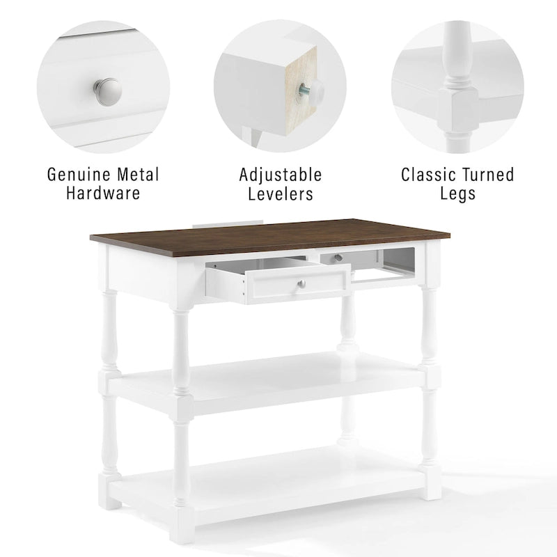 Isola da cucina con ripiano in legno - 23,63p x 42l x 36,25a