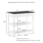 Isola da cucina con ripiano in legno - 23,63p x 42l x 36,25a