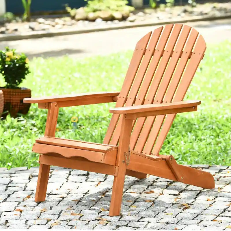 Sedia a sdraio pieghevole in legno di eucalipto per esterni Adirondack