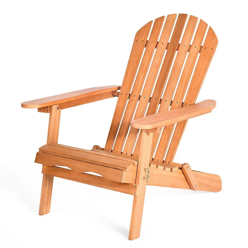 Sedia a sdraio pieghevole in legno di eucalipto per esterni Adirondack