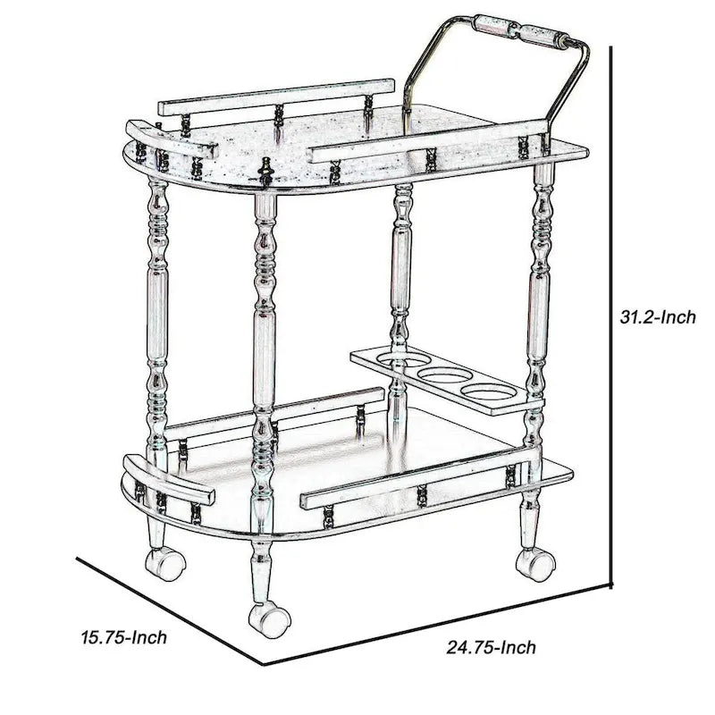 Carrello di servizio a 2 ripiani, marrone - 31.25 A x 24.75 L x 15.75 P Pollici