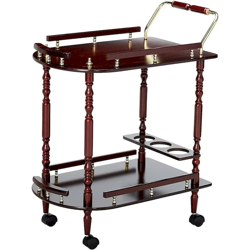 Carrello di servizio a 2 ripiani, marrone - 31.25 A x 24.75 L x 15.75 P Pollici