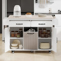 Isola da Cucina con Contenitore per Spazzatura e Ripiano Regolabile