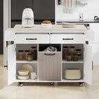 Isola da Cucina con Contenitore per Spazzatura e Ripiano Regolabile