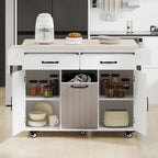 Isola da Cucina con Contenitore per Spazzatura e Ripiano Regolabile