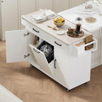 Isola da Cucina con Contenitore per Spazzatura e Ripiano Regolabile