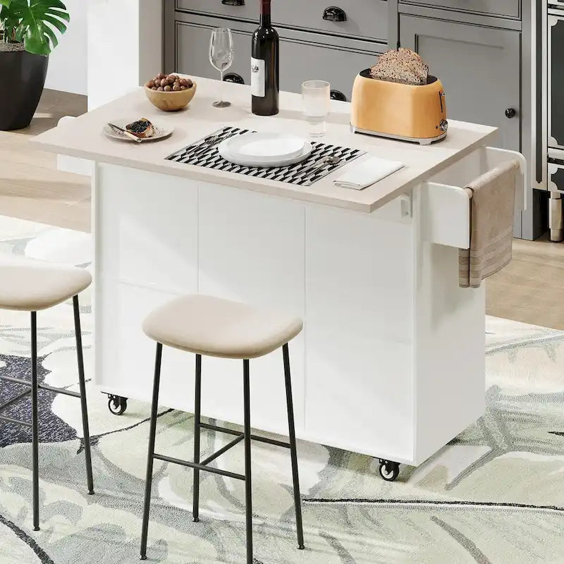 Isola da Cucina con Contenitore per Spazzatura e Ripiano Regolabile