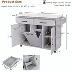 Isola da Cucina con Contenitore per Spazzatura e Ripiano Regolabile
