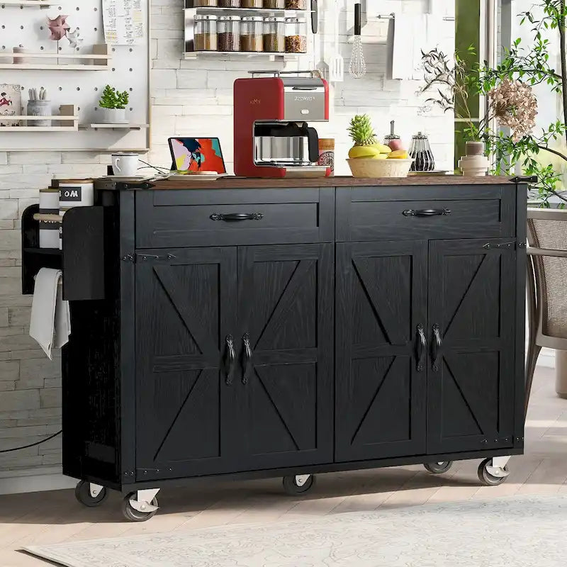53.5 Isola da Cucina in Stile Rustico con Presa Elettrica