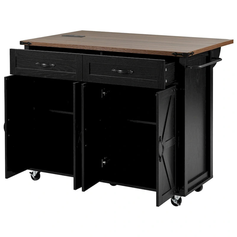 53.5 Isola da Cucina in Stile Rustico con Presa Elettrica