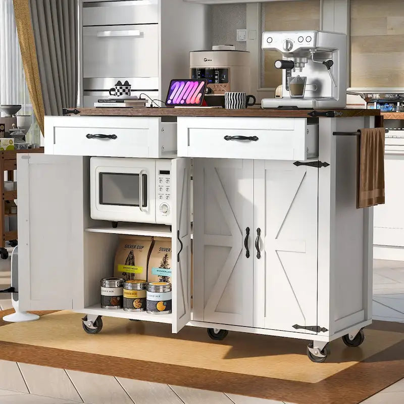 53.5 Isola da Cucina in Stile Rustico con Presa Elettrica