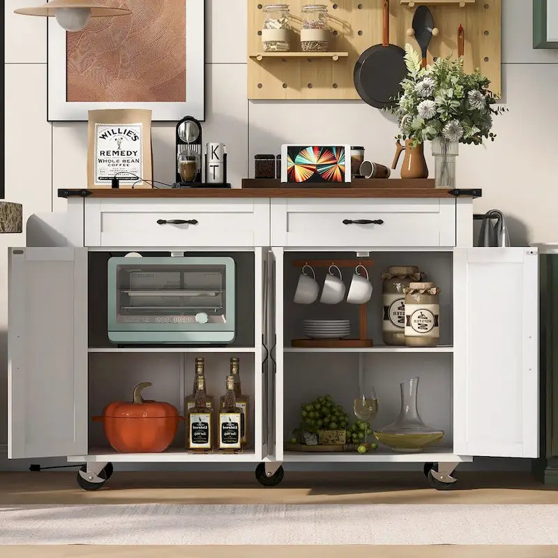 53.5 Isola da Cucina in Stile Rustico con Presa Elettrica