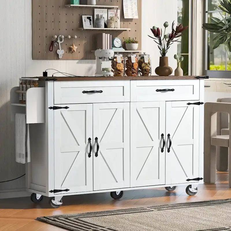 53.5 Isola da Cucina in Stile Rustico con Presa Elettrica