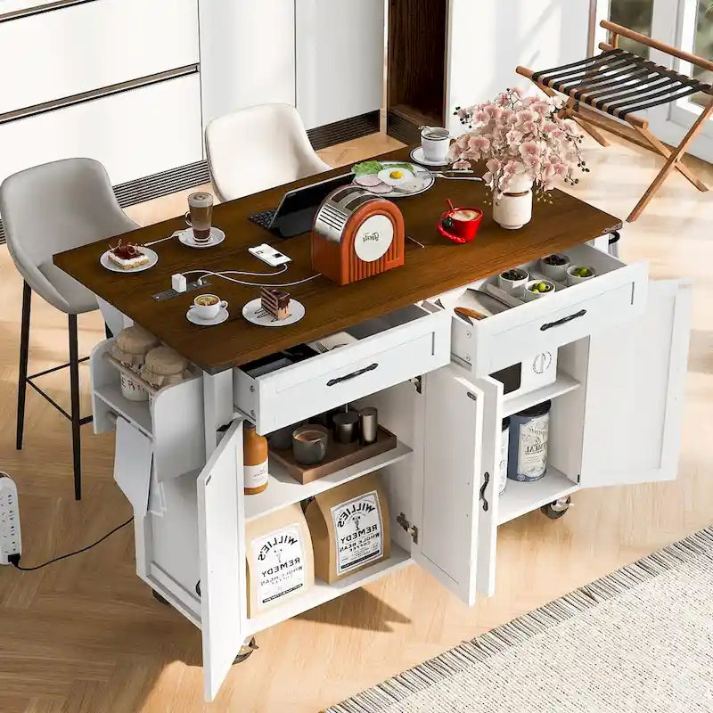 53.5 Isola da Cucina in Stile Rustico con Presa Elettrica