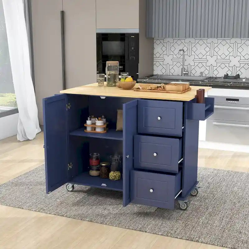 Isola Cucina Mobile con Ruote Bloccabili Armadietto - 134 x 75 x 93.5 cm