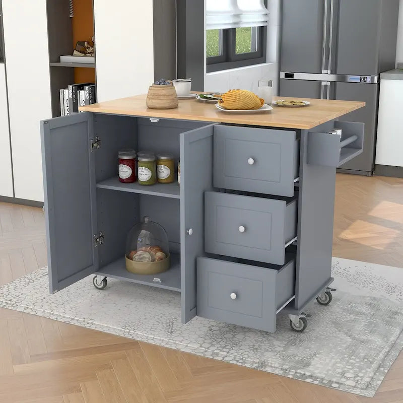 Isola Cucina Mobile con Ruote Bloccabili Armadietto - 134 x 75 x 93.5 cm