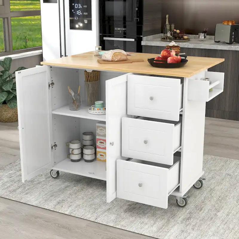 Isola Cucina Mobile con Ruote Bloccabili Armadietto - 134 x 75 x 93.5 cm