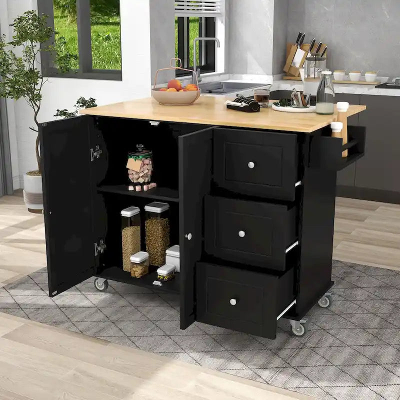 Isola Cucina Mobile con Ruote Bloccabili Armadietto - 134 x 75 x 93.5 cm