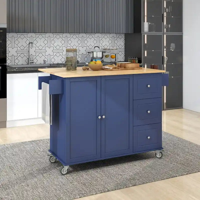 Isola Cucina Mobile con Ruote Bloccabili Armadietto - 134 x 75 x 93.5 cm