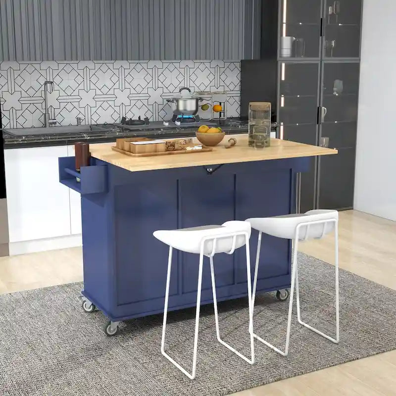 Isola Cucina Mobile con Ruote Bloccabili Armadietto - 134 x 75 x 93.5 cm