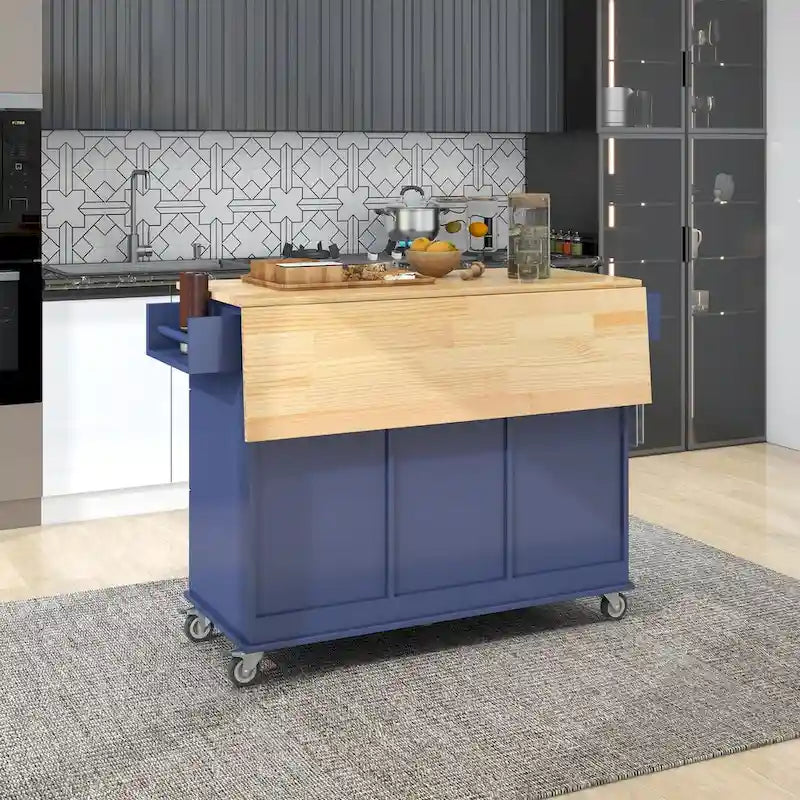 Isola Cucina Mobile con Ruote Bloccabili Armadietto - 134 x 75 x 93.5 cm