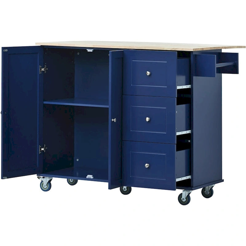Isola Cucina Mobile con Ruote Bloccabili Armadietto - 134 x 75 x 93.5 cm