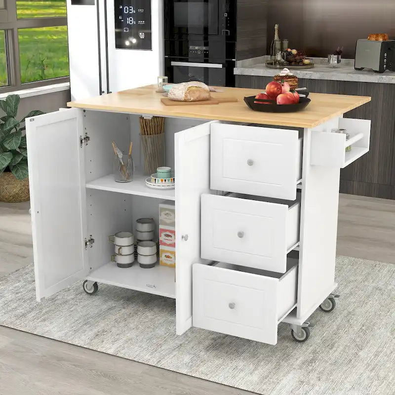 Isola Cucina Mobile con Ruote Bloccabili Armadietto - 134 x 75 x 93.5 cm