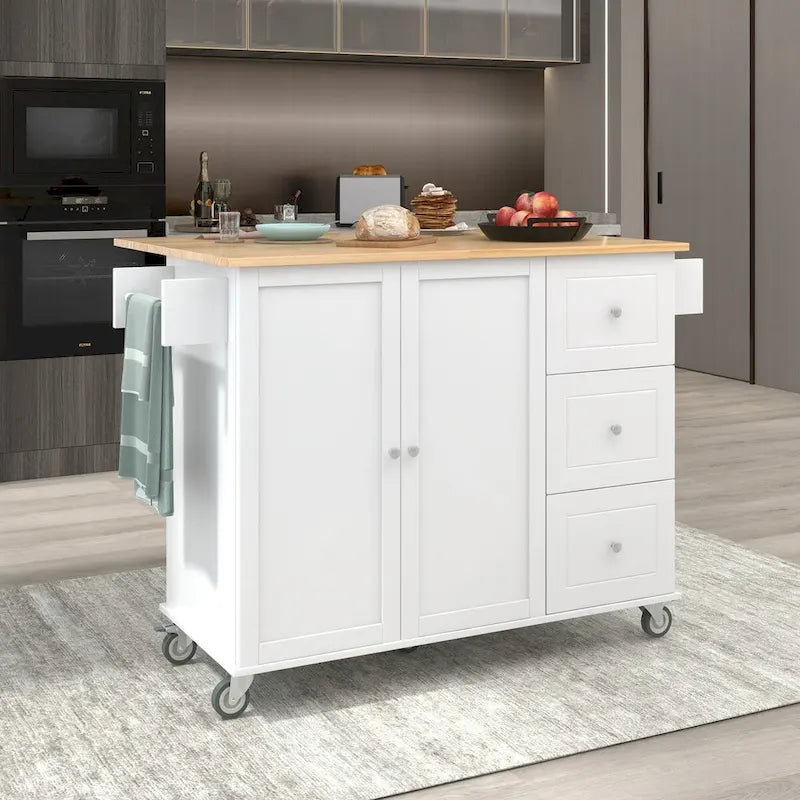 Isola Cucina Mobile con Ruote Bloccabili Armadietto - 134 x 75 x 93.5 cm