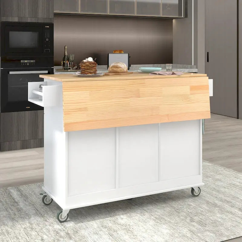 Isola Cucina Mobile con Ruote Bloccabili Armadietto - 134 x 75 x 93.5 cm