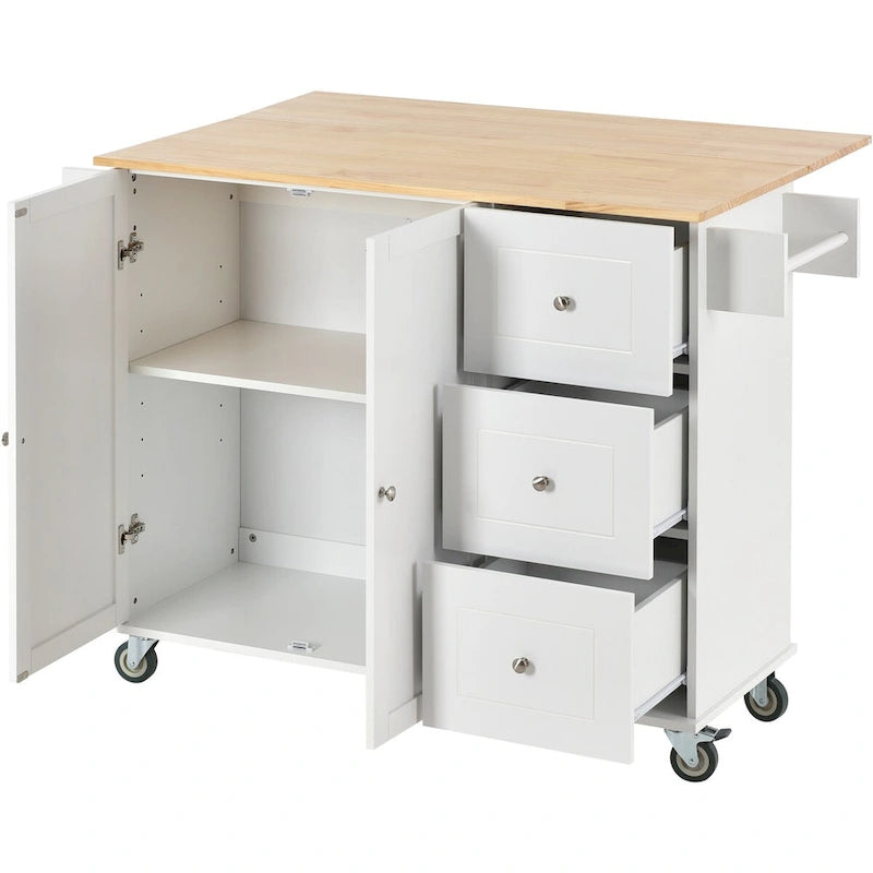 Isola Cucina Mobile con Ruote Bloccabili Armadietto - 134 x 75 x 93.5 cm