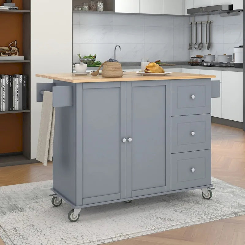 Isola Cucina Mobile con Ruote Bloccabili Armadietto - 134 x 75 x 93.5 cm