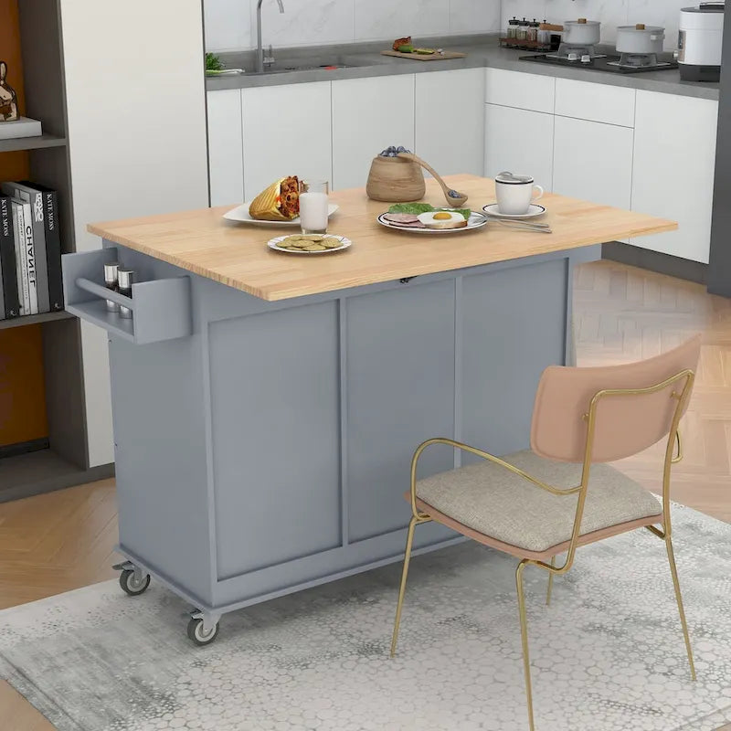 Isola Cucina Mobile con Ruote Bloccabili Armadietto - 134 x 75 x 93.5 cm
