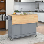 Isola Cucina Mobile con Ruote Bloccabili Armadietto - 134 x 75 x 93.5 cm