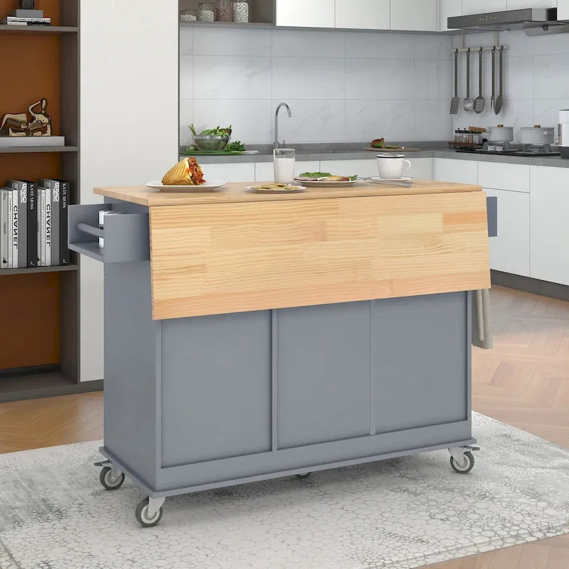 Isola Cucina Mobile con Ruote Bloccabili Armadietto - 134 x 75 x 93.5 cm