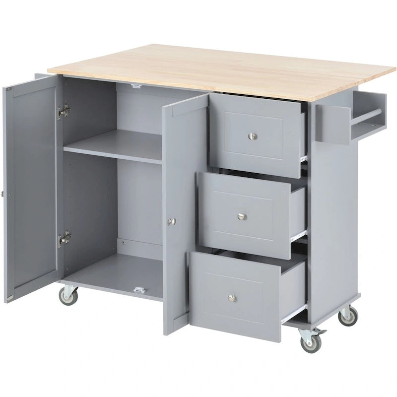 Isola Cucina Mobile con Ruote Bloccabili Armadietto - 134 x 75 x 93.5 cm