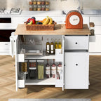 Isola da cucina in caucciù con piano a ribalta larga 53,9 pollici, su 5 ruote, con scaffale interno e armadietto estraibile a 3 livelli