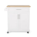 Carrello da cucina contemporaneo in legno con rotelle e contenitore di