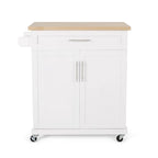 Carrello da cucina contemporaneo in legno con rotelle e contenitore di