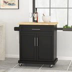 Carrello da cucina contemporaneo in legno con rotelle e contenitore di