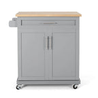 Carrello da cucina contemporaneo in legno con rotelle e contenitore di